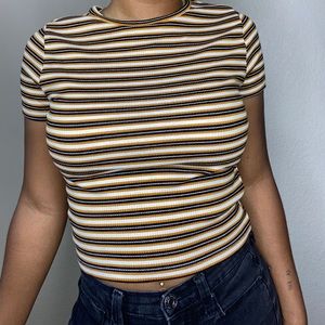 Striped Burnt Orange/Black/White H&M Shirt